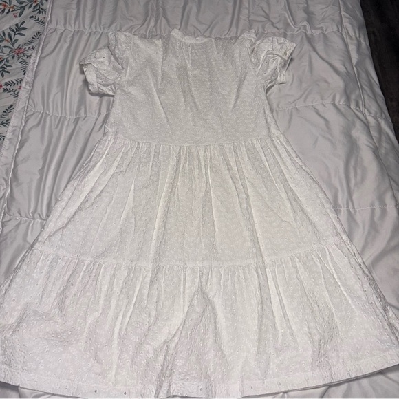 Brooks Brothers Cotton Eyelet Dress Size 6 Mini Cap Sleeve Tiered - Picture 7 of 8